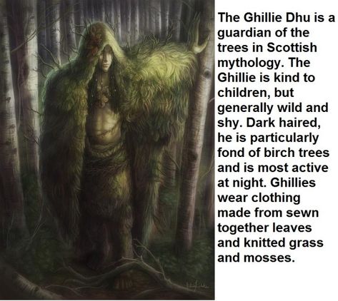 The strange and unusual, legends and unexplained Ghillie Dhu Mythology, Celtic Mythology Creatures, Celtic Mythology Art, Ghillie Dhu, Celtic Folklore, Celtic Myth, Ghillie Suit, Myths & Monsters, Irish Mythology