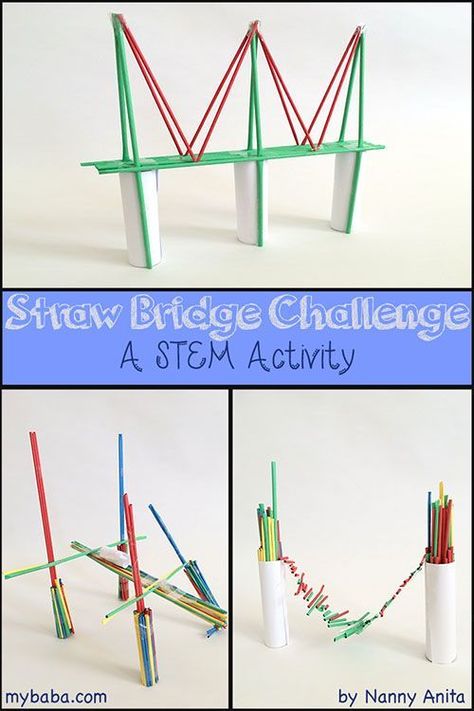 Challenge children to build a bridge using only paper straws, paper and tape in this STEM project. Straw Bridge, Stem Bridges, Bridge Challenge, Challenge Activities, Stem Club, Build A Bridge, Stem Engineering, Steam Ideas, Steam Projects