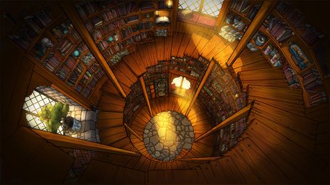 ArtStation - Wizard Tower Interior Wizard Tower Interior, Wizards Tower, Tower Interior, Wizard Tower, Interior Concept Art, Fantasy Wizard, Library Art, Castle Tower, Image Painting