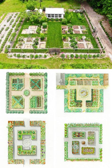 25 best vegetable garden design ideas & easy layout plans for beginners & pros to grow your own food in a front or backyard edible landscape. - A Piece of Rainbow, kitchen garden, vegetable gardening ideas, small space tips, grow your own food, herbs, homestead, homesteading, spring, summer, raised beds, trellis, greenhouse, DIY Kitchen Garden Plan, Edible Garden Plan, Gardening And Landscaping Ideas, Edible Garden Design Layout, Herb Garden Design Layout Raised Beds, Kitchen Garden Layout Design, Small Kitchen Garden Layout, Front Garden Design Layout, Garden Layout Drawing