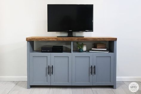 DIY Live Edge Storage Cabinet - DIY Huntress Diy Patio Cabinet, Under The Tv Cabinet, Diy Tv Stand With Storage, Diy Under Tv Cabinet, Diy Console Cabinet, Live Edge Cabinet, Diy Media Cabinet, Media Console Diy, Diy Huntress