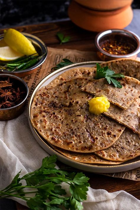 Keema Paratha, Indian Flatbread, Stuffed Bread, Paratha Recipes, Indian Bread, Minced Meat, Sharing Board, Flatbread, Food Bloggers