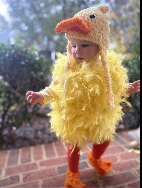 Yellow Duck Costume Baby Duck Halloween Feathered Costume Baby Girl Costume Feathered Toddler Costume by Jojo's Bootique - Etsy Toddler Duck Costume, Baby Duck Costume, Stroller Halloween Costumes, Duck Halloween Costume, Feather Romper, Duck Costume, Duck Hat, Matching Crochet, First Halloween Costumes