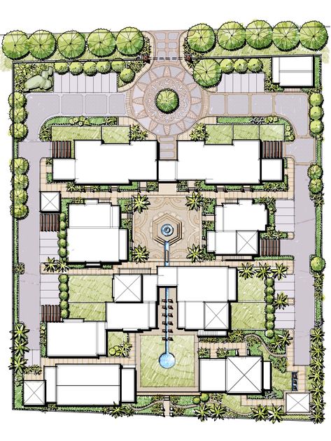 Master Plan Design Architecture, Site Planning Architecture, Space Planning Architecture, Landscape Design Ideas Architecture, Site Layout Architecture, Villa Resort Design Plan, Garden Design Plans Landscape, Layout Architecture Design, Landscape Design Plans Layout