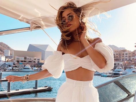 All White Outfit Boat Party, Pool Party White Outfit, White Pool Party Outfit, Yacht Party Outfit Summer, Yatch Party Outfit Summer, Boat Party Outfit, Yacht Party Outfit, Michelle Salas, Yacht Outfit