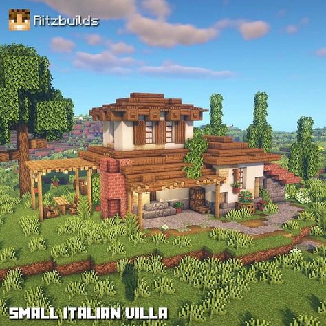 A small Italian villa! What do you think? @banana.builds for more #Minecraft Content! ————————————————— >Built by @ritzbuilds >Message… Italian Villa House, Small Italian Villa, Italian Style House, Minecraft Castle Blueprints, Italian Farm, Minecraft Shops, Minecraft Structures, Minecraft Farm, Minecraft Castle