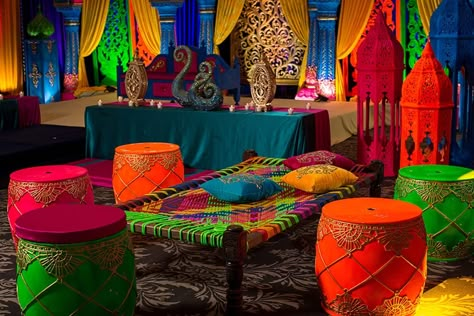 Lohri Decoration Ideas from Design Cafe Mehndi Party Decor, Lohri Decoration Ideas, Lohri Decoration, Lohri Party, Paper Windmill, Fire Balloon, Mehndi Party, Temporary Decorating, Design Cafe