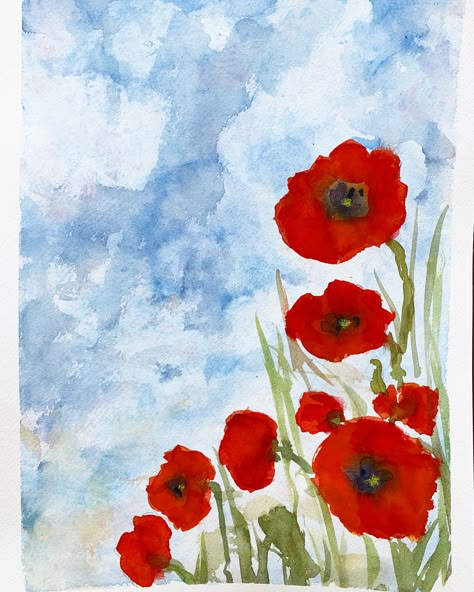 Memorial Day Painting Ideas, Remembrance Day Painting, Rememberance Day Art Ideas, Poppy Painting Easy, Poppy Artwork, Memorial Day Drawings, Memorial Day Paintings, Memorial Day Art, Painting Poppies