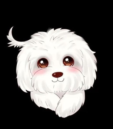 Fluffy White Dog Drawing, Maltese Drawing Cartoon, Maltese Dog Illustration, Loki Recipe, Maltipoo Drawing, Cute White Dogs, Maltipoo Dog, Cute Dog Drawing, Puppy Drawing