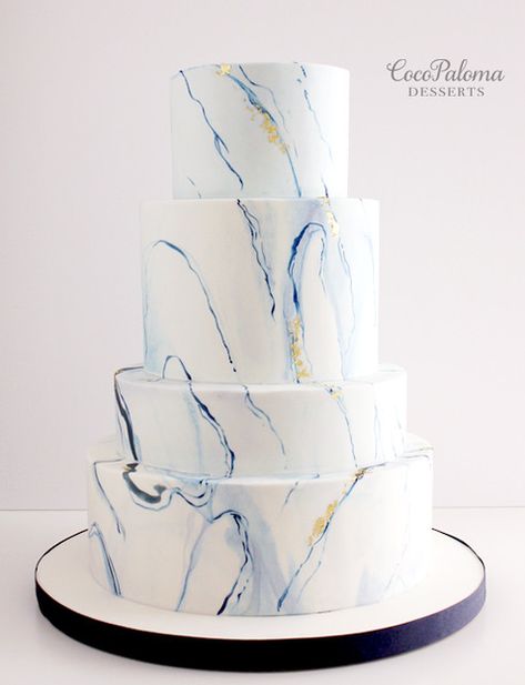 Marble Wedding Cake, Classic Blue Wedding, Colorful Wedding Cakes, Brides Cake, Fondant Wedding Cakes, Watercolor Cake, Floral Wedding Cakes, Marble Wedding, Wedding Cakes Blue