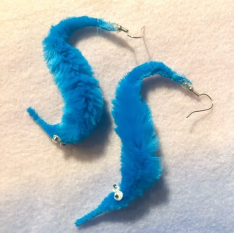 Gay Earrings, Silly Earrings, Lesbian Earrings, Worm On A String, Crazy Earrings, String Earrings, Homemade Earrings, Weird Jewelry, Quirky Earrings