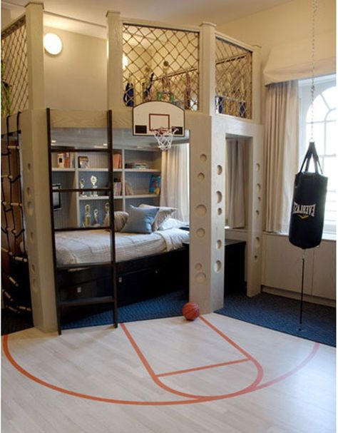 Cool Boys Room, Basketball Bedroom, Basketball Room, Teenage Boy Room, Magical Room, Sport Bedroom, Indoor Basketball Court, Indoor Basketball, Boy Bedroom Design