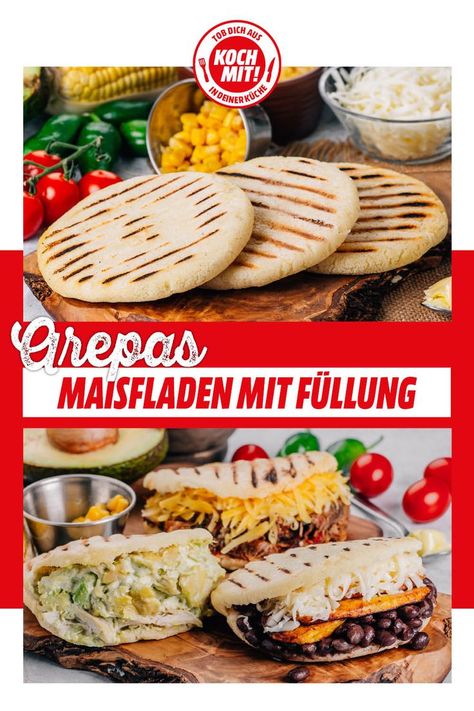 Kennst du schon die trendigen Arepas? Den "dicken Bruder der Tortilla" kannst du auf allerlei leckere Arten füllen. Wir zeigen dir, wie du die Teigfladen auf einfache Weise herstellen kannst. Dann musst du nur noch nach Herzenslust Füllungen bereitstellen. In Südamerika wird für diese fluffigen Teigfladen ein vorgekochtes, weißes Maismehl verwendet. Da das hierzulande nicht überall zu bekommen ist, verwenden wir ein herkömmliches Maismehl und kochen es einmal kurz auf. Camembert Cheese, Cheese, Quick Saves