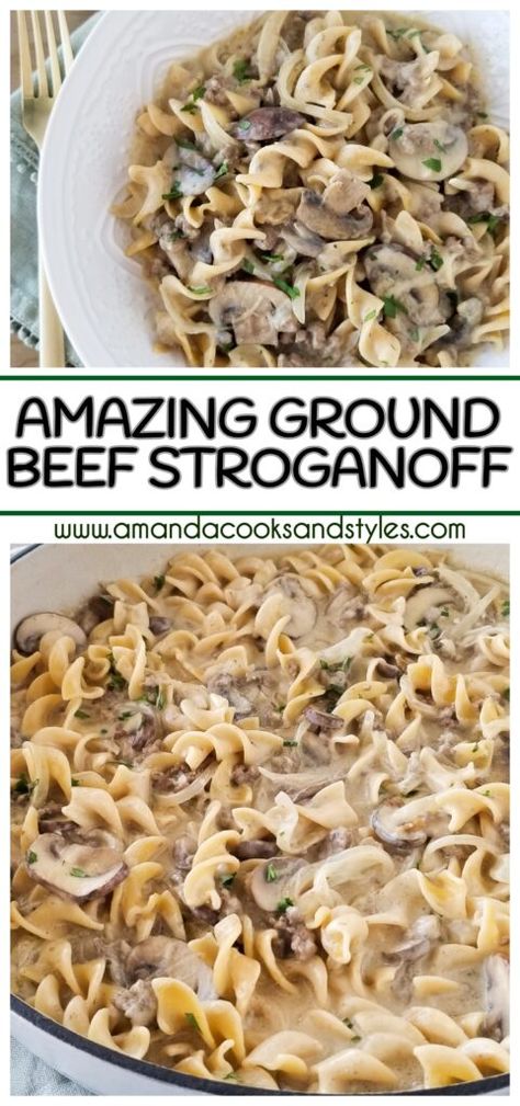 Ground Beef Stroganoff Recipe No Mushrooms, Small Batch Beef Stroganoff, Fast Beef Dinner Recipes, Hamburger Stroganoff With Mushroom Soup, Beer Stroganoff Recipe, Home Made Beef Stroganoff Recipe, Ground Beef Stroganoff No Mushrooms, Beef Stroganoff With Cream Of Mushroom, Homemade Stroganoff Sauce