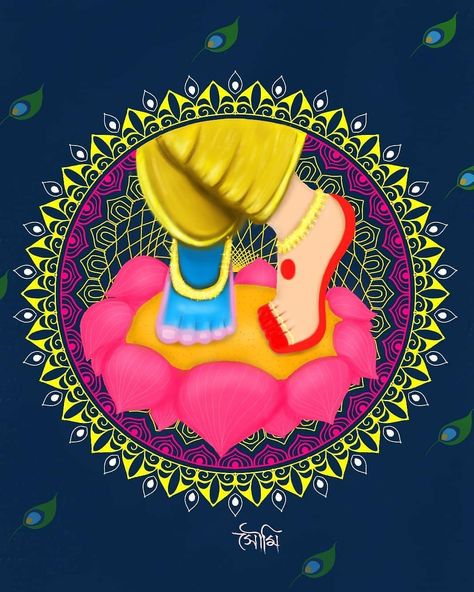 Radha Krishna Rangoli Design, Rangoli Designs Of Radha Krishna, Rangoli Designs Krishna Radha, Ragoli Color Design Radha Krishna, Radhe Krishna Rangoli Designs, Radha Krishna Rangoli, Poster Rangoli, Easy Rangoli Designs Videos, Very Easy Rangoli Designs