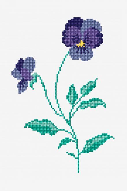 PAT0650 Winter Pansies, Pansy Pattern, Needlecraft Patterns, Free Cross Stitch Patterns, Machine Embroidery Thread, Easy Cross Stitch Patterns, Holiday Cross Stitch, Floral Cross Stitch, Needlepoint Patterns