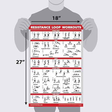 Amazon.com : QuickFit 2 Pack - Resistance Bands and Resistance Loops Workout Posters - Set of 2 Laminated Charts - Resistance Band Tubes and Loops Exercise Charts (Laminated, 18" x 27") : Sports & Outdoors Exercise Chart, Bands Workout, Workout Posters, Resistance Band Workout, Workout Chart, Loop Bands, Resistance Bands, Band Workout, Resistance Band