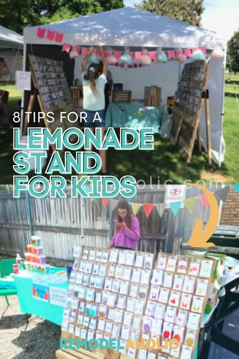 It’s a childhood summer tradition: a kids lemonade stand! Read up on how to make a successful lemonade stand for kids, plus DIY lemonade stand ideas and how to help kids plan and budget (bonus: summer math skills). Easy Lemonade Stand Ideas Diy, Things To Sell At A Lemonade Stand, Lemonade Stand Alternatives, Lemonaid Stand Ideas Kids Easy, Lemonade Stands For Kids, Ideas For Lemonade Stand, How To Make A Lemonade Stand, Kids Selling Stand Ideas, Kids Lemonade Stand Ideas