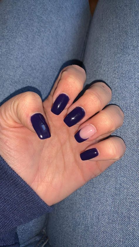 Dark Blue Purple Nails, Blueish Purple Nails, Blue And Purple Nails, Blue Purple Nails, Blueish Purple, Dark Blue Purple, Winter Nails Acrylic, Purple Nails, Blue Purple