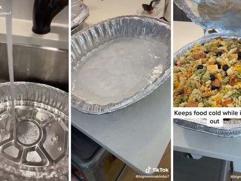 This Viral Hack Shows You How to Keep Food Cold Outside How To Keep Food Cool Outside Party, Keep Salads Cold At A Party, How To Keep Grazing Table Cold, Keeping Food Cold Outside Party Summer, Keeping Food Cold Outside Party, Party Hacks Outdoor, Keep Food Cold Outside Party, Keeping Food Cold At A Party, Keep Food Warm For Party