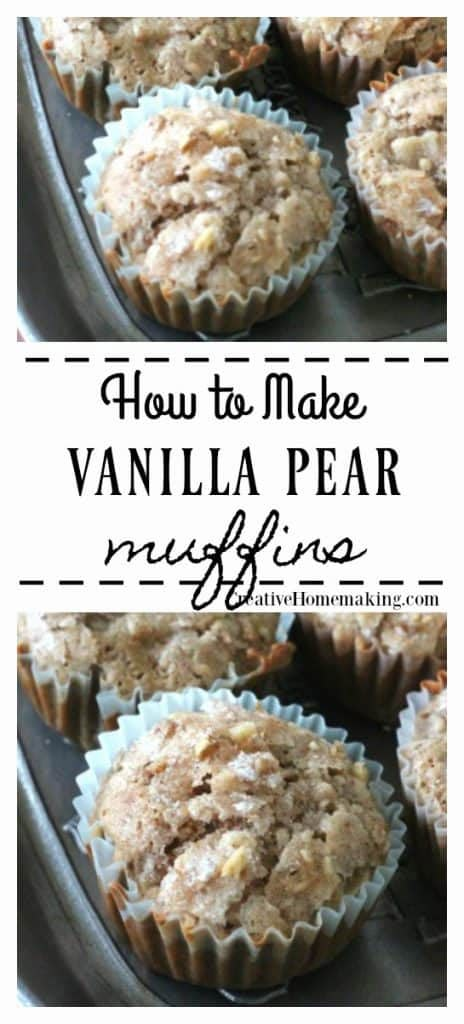 Easy recipe for vanilla pear muffins. One of my favorite fall baking recipes! Pear Dessert Recipes, Pear Muffins, Pear Dessert, Fall Baking Recipes, Vanilla Recipes, Pear Recipes, Baking Muffins, Fun Easy Recipes, Recipes Baking