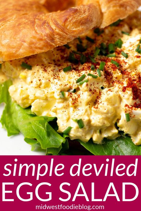 Easy Deviled Egg Salad | Midwest Foodie | Deviled egg salad combines the tried and true flavors of deviled eggs with the classic, creamy deliciousness of egg salad. It's quick, easy and a great way to use up those leftover Easter eggs! Dip Cookies, Corn Thanksgiving, The Salty Marshmallow, Salty Marshmallow, Deviled Egg Salad, Best Egg Salad Recipe, Marshmallow Recipes, Easy Egg Salad, Classic Egg Salad