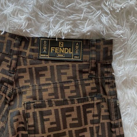 Vintage FENDI high-rise zucca monogram jeans Old Wardrobe Ideas, Fendi Jeans, Fendi Pants, Old Wardrobe, High Waisted Jeans Vintage, Monogram Outfit, Fendi Vintage, Vintage Fendi, Fendi Logo