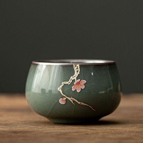 Image Tea Cup Drawing, Ceramic Kitchenware, Product Render, Japanese Tea Cups, Green Bamboo, Ceramics Ideas, Blossoms Art, Pottery Crafts, Pottery Cups