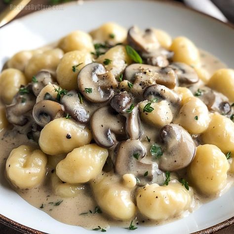 Mushroom Gnocchi with Parmesan Cream Sauce Recipe - Recipes By Clare Parmesan Cream Sauce Recipe, Butter Steak Bites Recipe, Gnocchi Parmesan, Mushroom Gnocchi, Gnocchi Sauce, Garlic Butter Steak Bites, Parmesan Cheese Sauce, Butter Steak Bites, Cream Sauce Recipe