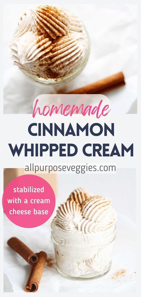 Are you looking for a sweet and spicy finishing touch for your desserts? Then this Sweet & Spicy Cinnamon Whipped Cream is just the thing for you! Creamy, delectable, and boasting just the right amount of zing, this recipe provides the perfect balance of flavor for all your favorite treats. #cinnamon #whippedcream #frosting #chantillycream #creamcheesefrosting Whipped Cinnamon Frosting, Cinnamon Whipped Cream Recipe, Stiff Whipped Cream, Maple Cinnamon Whipped Cream, Birthday Cake Protein Bars, Homemade Christmas Desserts, Stablized Whipped Cream, Sweet Potato Rolls, Healthy Egg Recipes