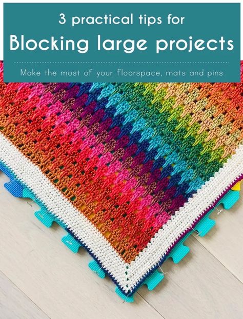 How to block large projects | Haak Maar Raak Blocking Mats, Large Knitting, Crochet Baby Hat Patterns, Knit Projects, Baby Hat Patterns, Crochet Blocks, Baby Blocks, Crochet Throw, Crochet Stitches Tutorial