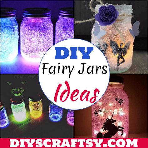 Diy Fairy Jars, Fairy Jars Diy, Fairy Glow Jars, Fairy Mason Jars, Fairy Lights Diy, Mason Jar Fairy Lights, Easy Mason Jar Crafts, Fairy Lights In A Jar, Jars Ideas