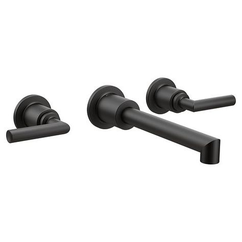 Bathroom & Kitchen Faucets, Shower Heads, Accessories & More Black Faucets, Bathroom Faucets Black, Wall Mount Bathroom Faucet, Bath Redo, Wall Mount Faucet Bathroom, Wall Mount Faucet, Wall Mounted Bathroom Sink, Widespread Bathroom Faucet, Bath Faucet