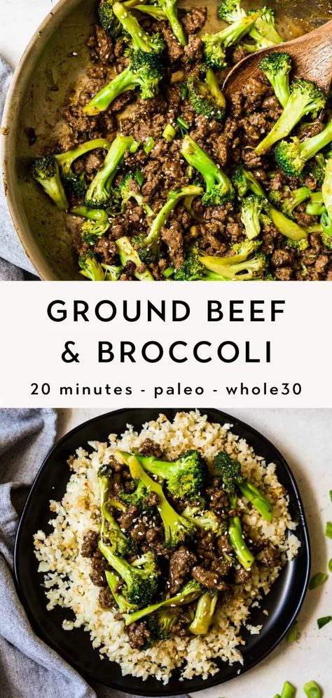 This Stir Fry Ground Beef and Broccoli recipe is one of my favorites for busy weeknights. Made in under 20 minutes, it's packed with sweet sesame garlic flavor, and is a much healthier version of the classic beef and broccoli takeout. Serve it over cauliflower rice or by itself for a meal that's fast, easy and delicious. Pasta Ground Beef Recipes, Beef With Broccoli Recipe, Broccoli Keto, Ground Beef Recipes Pasta, Beef Recipes Pasta, Ground Beef Stir Fry, Pasta Ground Beef, Ground Beef Recipes Low Carb, Hamburger Steak Recipes