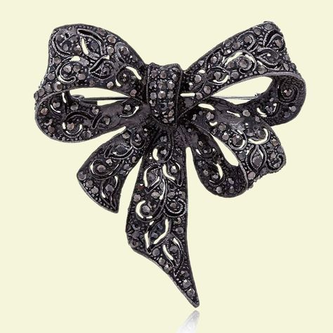 Black Color Rhinestone Bow Brooches for Women Large Bowknot Brooch Pin Vintage Jewelry Winter Accessories Pearl Bow, Elegant Gothic, Bow Brooch, Flowers Black, Rhinestone Bow, Brooch Jewelry, Pearl Brooch, Bow Design, Pretty Gift