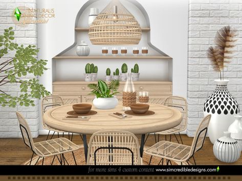 Sims Cc Furniture, Sims 4 Cc Furniture Living Rooms, Modern Farmhouse Furniture, Sims 4 Kitchen, Die Sims 4, Boho Dining Room, Mod Furniture, Beach Furniture, Dinning Set