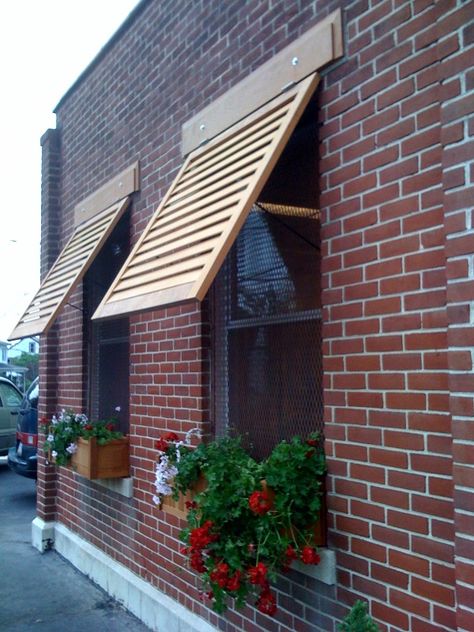 Bahamas shutters used as awnings block out the afternoon soon while allowing you to see outside. Bermuda Shutters, Diy Window Shades, Awning Ideas, Bahama Shutters, Diy Awning, House Awnings, Window Awning, Outdoor Window, Exterior Window