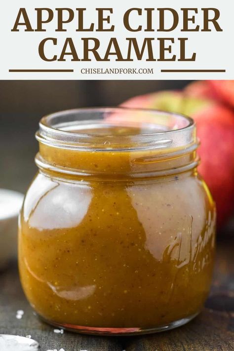 Homemade Caramel Apple Cider, Apple Drizzle Sauce, Apple Cider Caramel Sauce, Apple Cider Reduction Sauce, Caramel Apple Sauce, Apple Pastries, Cider Caramel, Apple Cider Sauce, Apple Cider Recipes