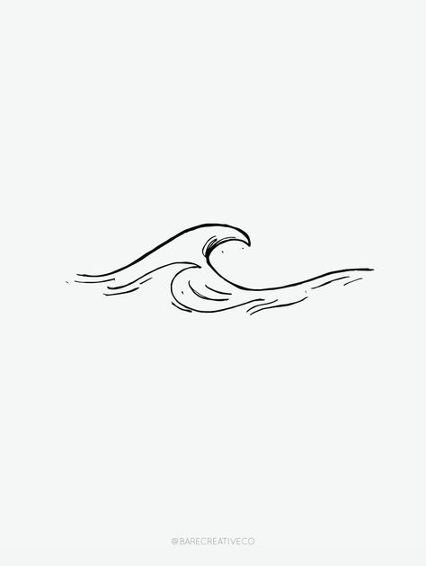 Tattoo On White Background, Wild One Tattoo Words, Minimalist Wave Drawing, Minimal Waves Tattoo, Detailed Wave Tattoo, Waves Minimalist Tattoo, Ocean Wave Tattoo Minimalist, Wave Tattoo Minimal, Tattoo Ideas Wave