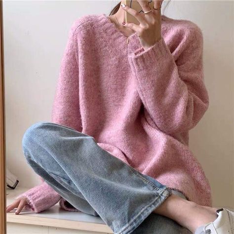 Boxy Sweater, Winter Trends, Inspiration Style, V Neck Sweater, Vneck Sweater, Seoul, Dark Gray, Health And Wellness, Skin Care