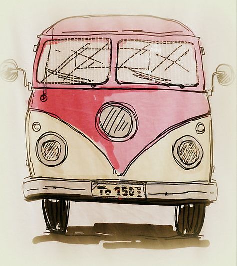 VW camper van by ©The Creative Minds Art & Photography drinkpinkwithdee.com Vintage Vw Camper, Bus Art, Vw Camper Van, Vw Art, Hippie Bus, Combi Volkswagen, Hippie Van, Cars Classic, Vw T1