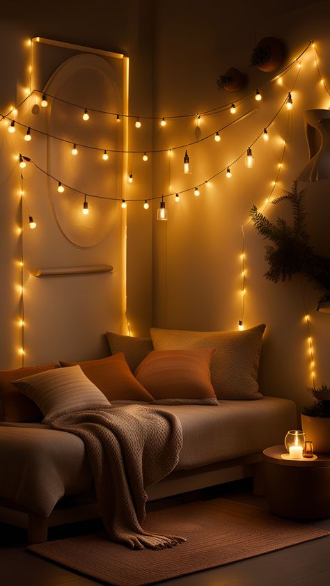 Glow Up Your Bedroom: Mood-creating Light Inspiration Brown Parents, Lights Bedroom Decor, Cozy Lights, Aesthetic Shots, Lights Bedroom, Mood Lights, Bedroom Decor Ideas, Clever Storage Solutions, Soothing Colors