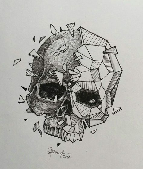 Gilada Sketches Geometric, Geometric Tattos, Skull Drawings, Interesting Tattoos, Arty Ideas, Sketch Template, Arte Doodle, Geometric Tattoo Design, Skulls Drawing