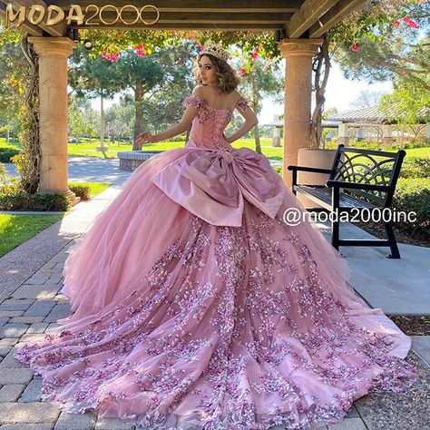 Pink Floral Quinceanera Dress, Forest Themed Prom, Forest Themed Quince, Dark Pink Quinceanera Dresses, Enchanted Forest Prom Dress, Forest Prom Dress, Forest Quince Theme, Pink Enchanted Forest, Floral Quinceanera Dress