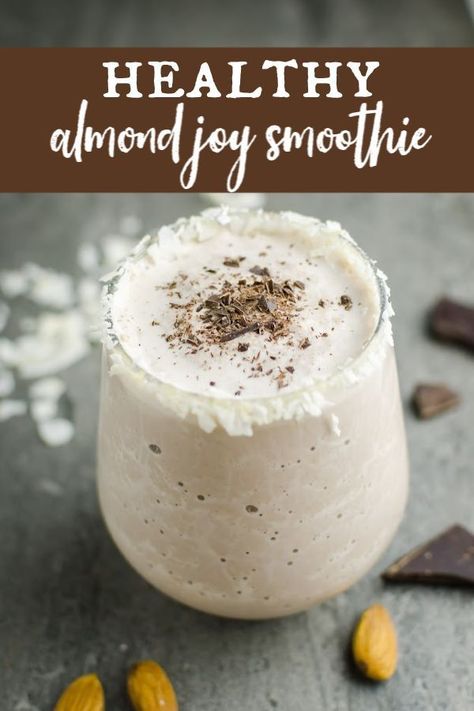 This Healthy Almond Smoothie Recipe with dark chocolate, almonds and coconut has a punch of protein - just what you need to satisfy your sweet craving and fuel your body! What could be better?  Why not try it today?  #artfrommytable #almondjoy #healthysmoothie Recipes Using Almond Milk, Almond Joy Smoothie, Healthy Almond Joy, Milk Smoothie Recipes, Almond Milk Smoothie Recipes, Multicultural Recipes, Smoothies Breakfast, Smoothie Fruit, Almond Smoothie