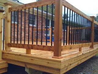 Wood Deck Railing, Metal Deck Railing, Deck Railing Ideas, Deck Balusters, Patio Railing, Deck Railing Design, Metal Deck, Railing Ideas, Aluminum Decking