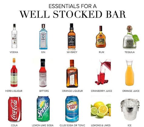 Wanna enjoy best holiday drinks? Check out for our drink ideas for party! We provide cocktail recipes like drinks with vodka, tequila drinks recipes, daiquiri recipe, long island iced tea recipe gallon, mojito, the best margarita recipe and more! Choose your favorite alcoholic drinks on cocktails party, have some alcoholic food, create your wine cocktails recipes! #funalcohol #bestalcoholic #cocktaildécor #beer #athomebar #barsforhome Well Stocked Bar, Bartender Drinks Recipes, Home Bar Essentials, Bartender Drinks, Home Cocktail Bar, Bar Essentials, Bar Cart Decor, Cocktail Drinks Recipes, Basement Bar