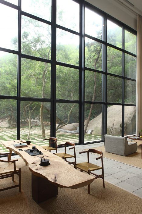 Xu Fu-Min creates "paradise-like house" in China that brings landscape in Room With Large Windows, Loft Interior, Earthship, Design Exterior, Natural Home Decor, Cool Ideas, Decor Minimalist, Decor Rustic, Large Windows