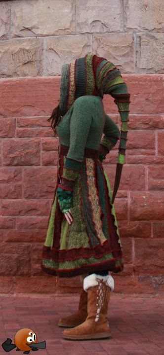 Scrappy 'elf' coat Elf Coat Sewing Pattern, Celtic Christmas Costumes, Elven Coat, Ren Faire Outfit Ideas, Elf Style, Alien Fashion, Elf Pattern, Costume Ideas Diy, Celtic Christmas