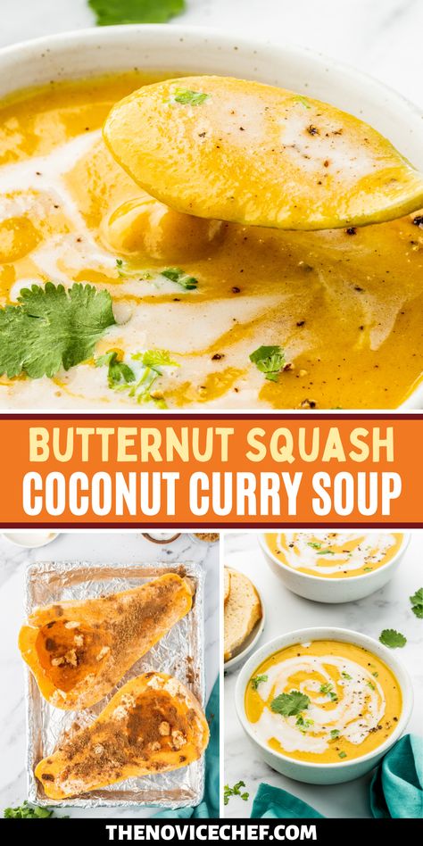 Coconut Milk Squash Soup, Coconut Curry Squash Soup, Coconut Milk Butternut Squash Soup, Butternut Squash Vegan Soup, Butternut Soup With Coconut Milk, Butter Nut Squash Soup Recipes, Coconut Milk Soup Recipes, October Dinners, Butternut Squash Coconut Curry